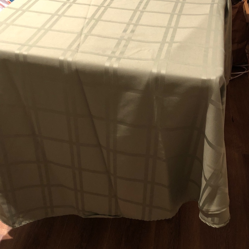 Elegant Sage Color Oval Plaid Tablecloth